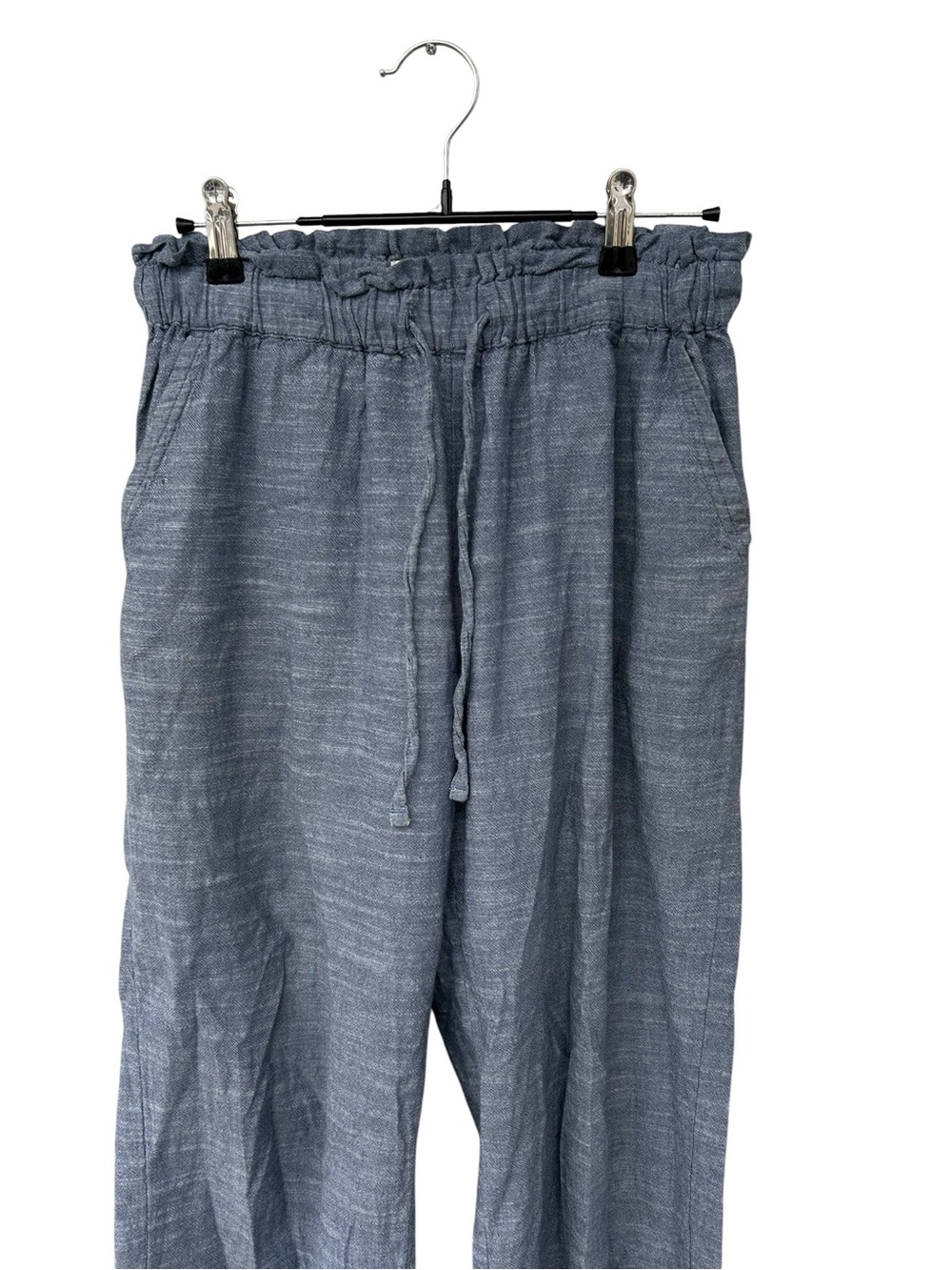 Pact Blue Chambray Cropped Pull-on Pants - 100% Organic Cotton - Size Medium - Picture 5 of 12